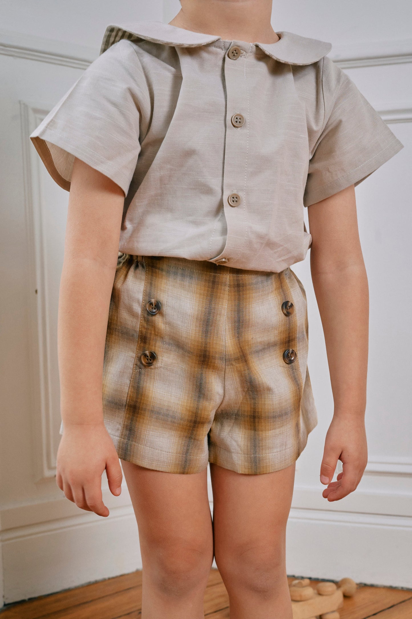 【ご予約終了】Maison Marelle|Short SEVRES - tartan honey & brown