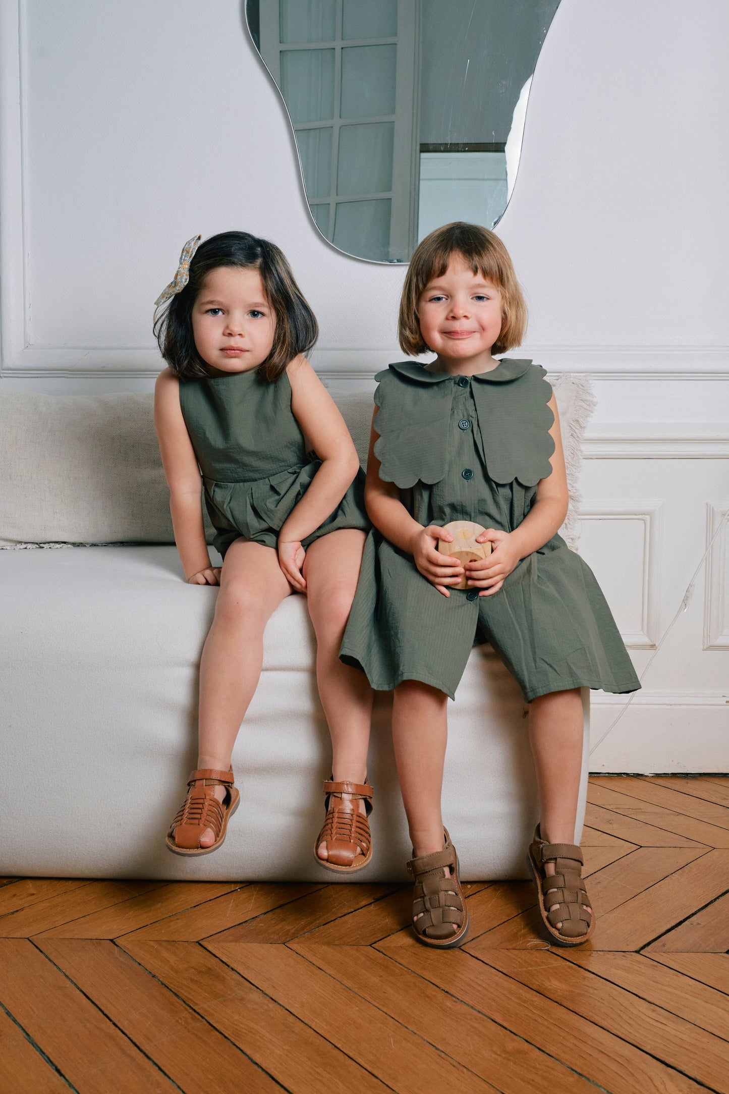 【ご予約終了】Maison Marelle|Romper MARAIS green seersucker