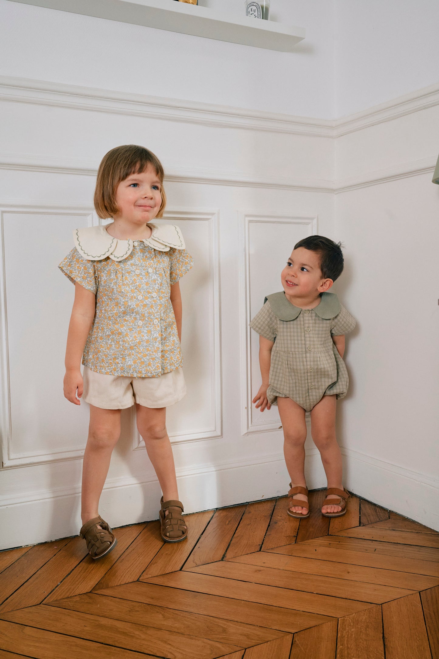 【ご予約終了】Maison Marelle|blouse NOLLET caramel & sage green flowers
