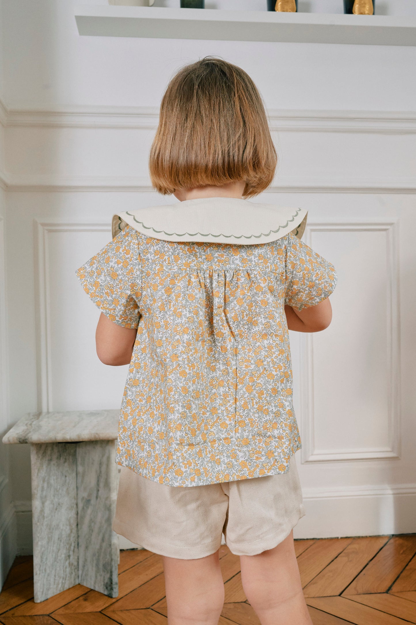 【ご予約終了】Maison Marelle|blouse NOLLET caramel & sage green flowers