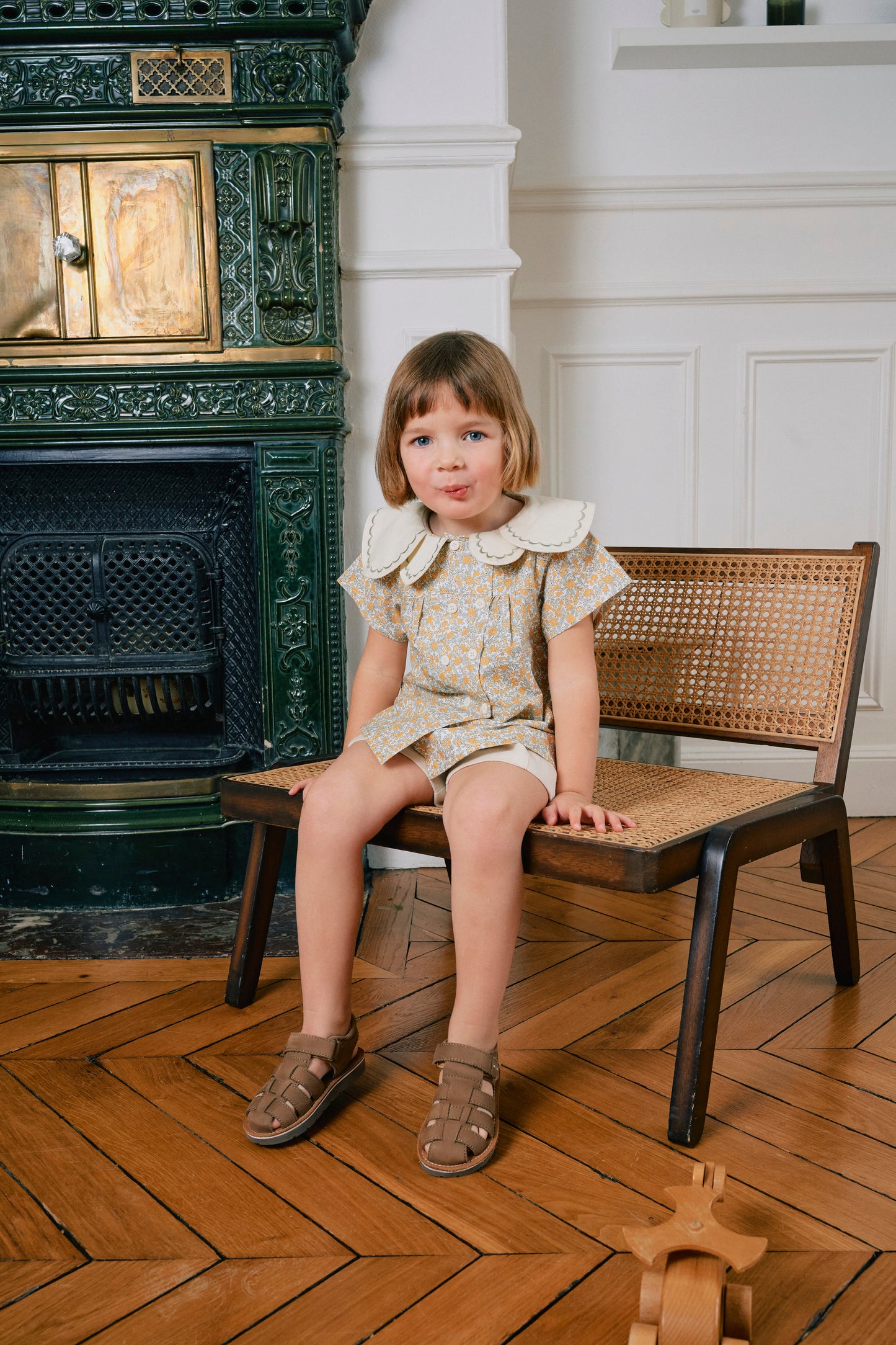 【ご予約終了】Maison Marelle|blouse NOLLET caramel & sage green flowers