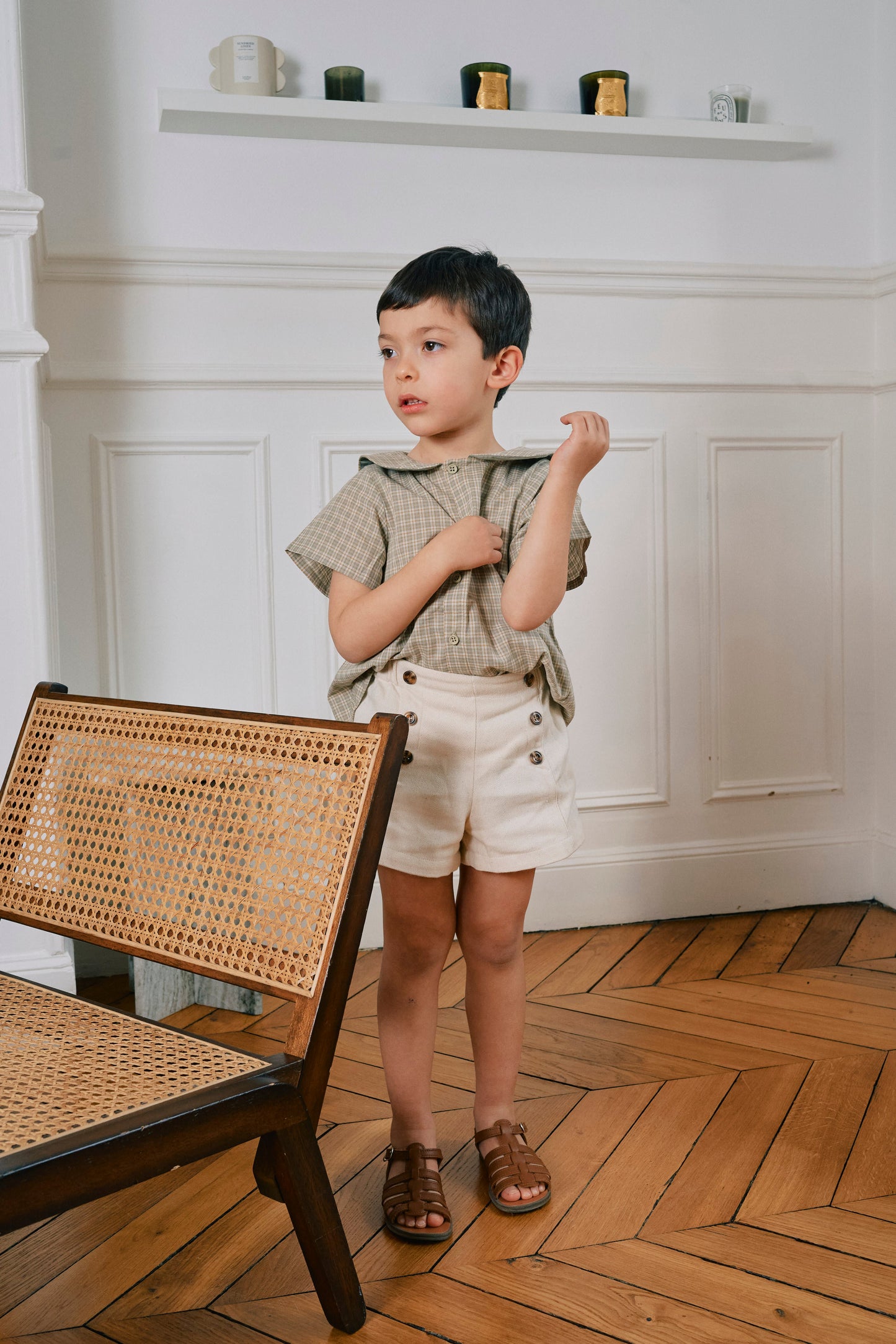 【ご予約終了】Maison Marelle｜Short SÈVRES - chalk chevron