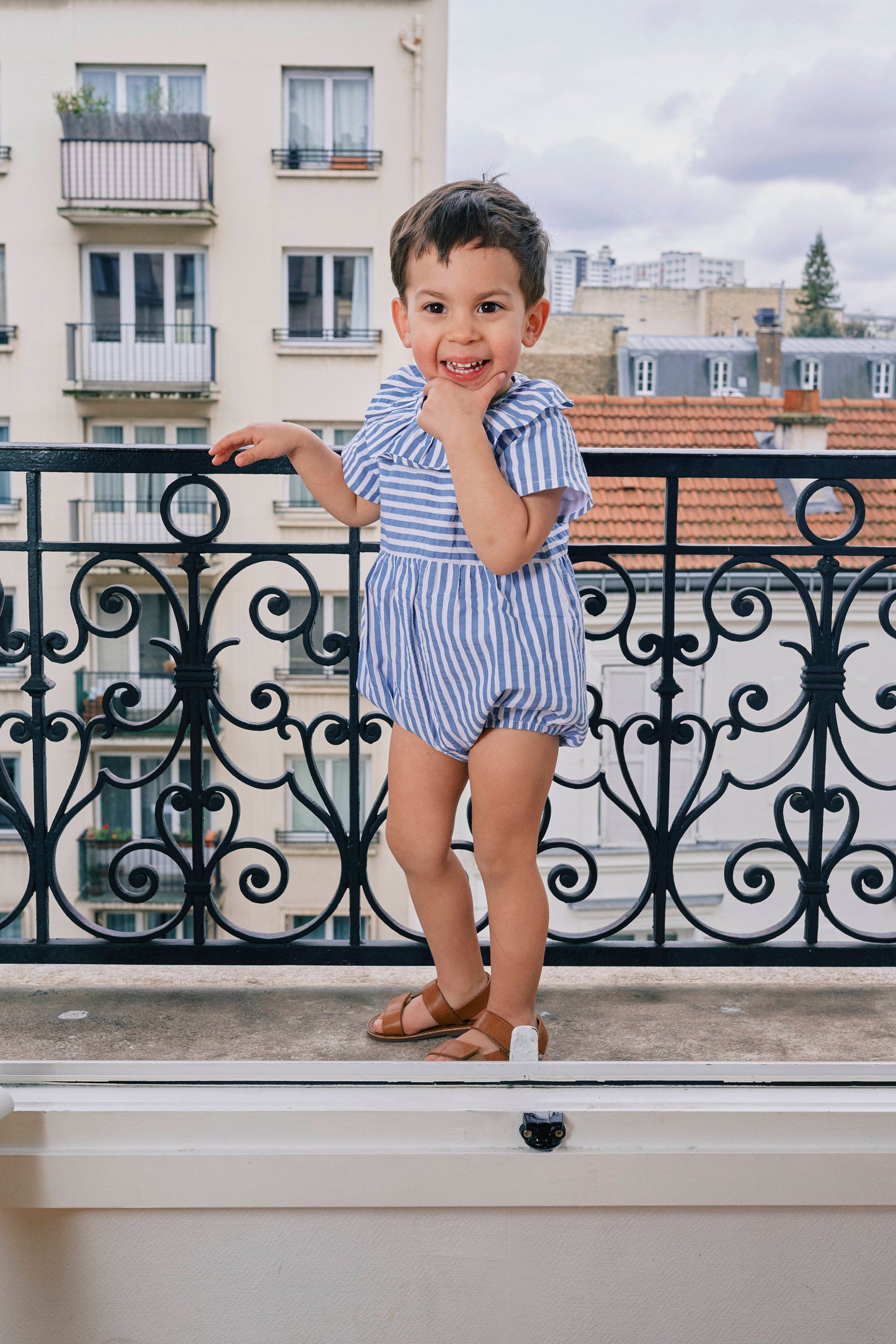 【ご予約終了】Maison Marelle｜Romper DUPLEIX - blue striped