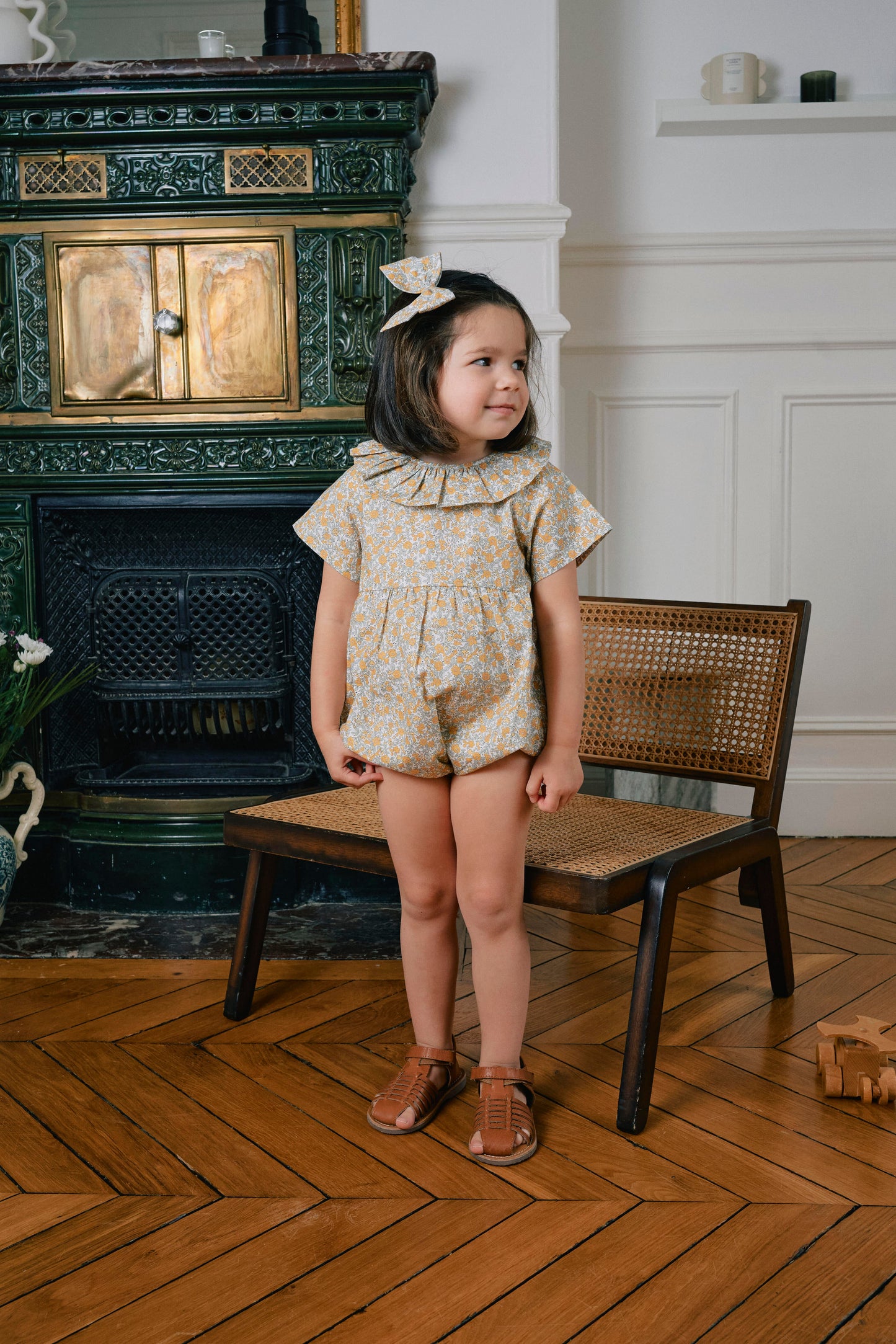 【ご予約終了】Maison Marelle｜Romper DUPLEIX caramel & green sage print