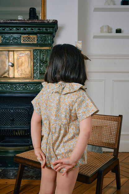 【ご予約終了】Maison Marelle｜Romper DUPLEIX caramel & green sage print