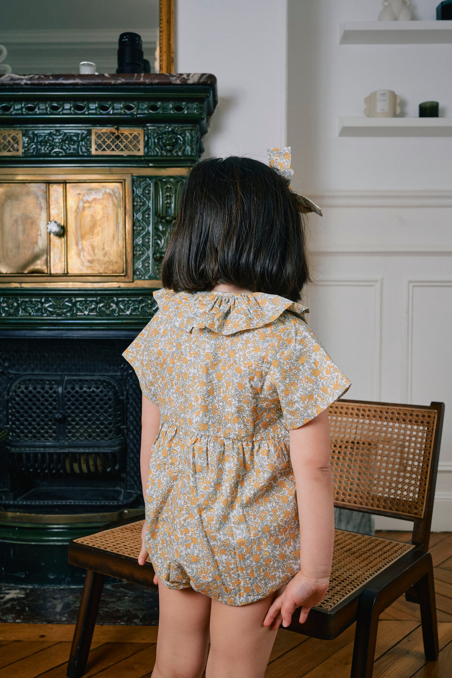 【ご予約終了】Maison Marelle｜Romper DUPLEIX caramel & green sage print