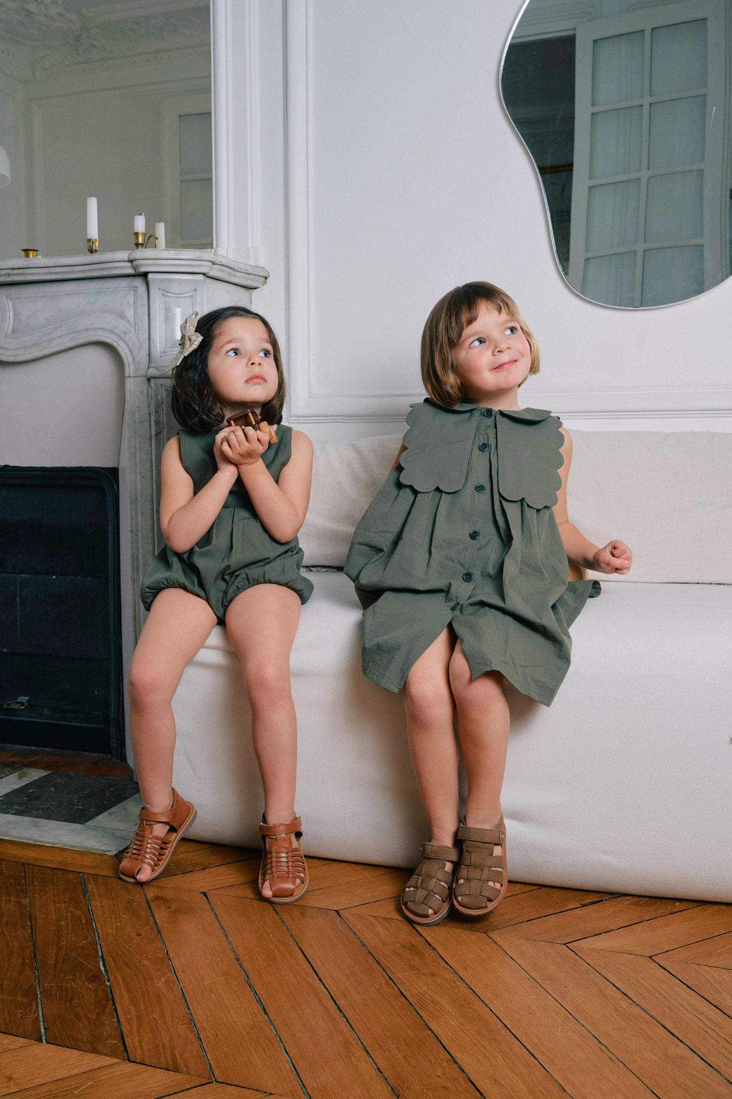 【ご予約終了】Maison Marelle｜Romper MARAIS green seersucker
